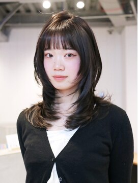 アルバム 池袋(ALBUM) ウルフレイヤー顔周りレイヤー韓国ヘアロング_F0695