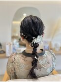 へアセット 編みおろし お呼ばれヘア 結婚式ヘア