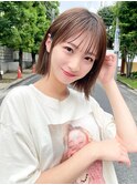 小顔似合わせボブミルクブラウンナチュラルショート