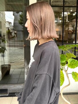 モク 京都北白川店(MOK) 【ハイトーンボブ】やわらかベージュカラー