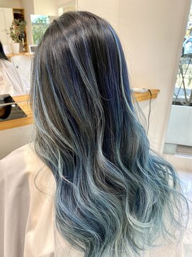 アントワープヘアー 知多半田駅前店(Antwerp hair) ネイビー～ブルー～ライトブルーバレイヤージュ