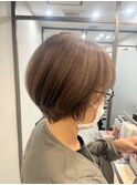 【白髪ぼかし】大人ショート×白髪ぼかしベージュ