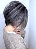 【コントラスト強め】脱白髪染めホワイトシルバーバレイヤージュ