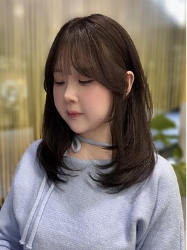 ブロウ ネックス ザ サロン 表参道(VLOW nex the salon) ミディアムレイヤー　ショコラグレージュ　韓国ヘア