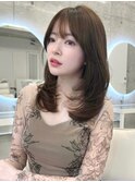 ワンカールで可愛いミディアムレイヤー×ミルクベージュ