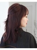 モーヴブラウン ワインレッド ミディアムレイヤー 小顔
