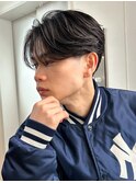 フェザーパーマブルーブラック刈り上げセンターパートシャドー2