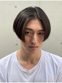 仙台前下がりセンターパート刈り上げストレートパーマノーセット