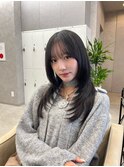 ハッシュカットハイレイヤーセミロングレイヤー暗髪黒髪髪質改善