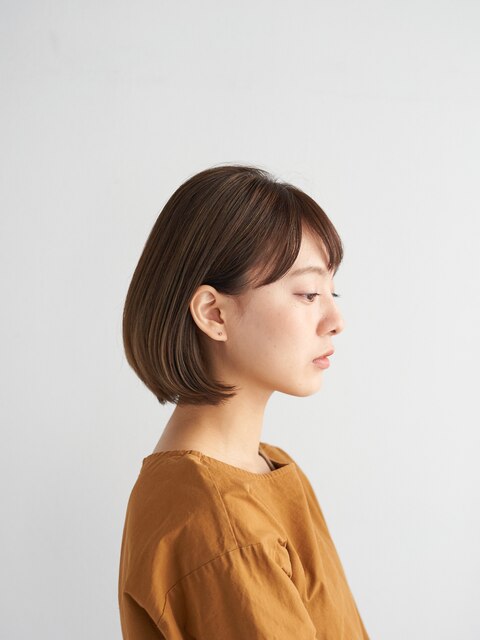 顔型別ヘアスタイル特集/マロンベージュ/Aラインボブ/新宿