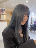 ブルーカラー/ブルー/ブリーチ/寒色系/セミロング/韓国