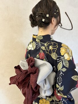 ツインシニヨン/浴衣アレンジ/着物アレンジ/ツインアレンジ