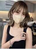 韓国ヘアグレージュカラーブリーチ無し髪質改善イヤリングカラー