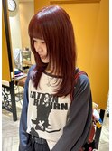 ロングレイヤー×レッドカラー【HAIR'S Lunetta 井上】