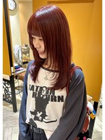 ヘアーズルネッタアベノ(HAIR'S Lunetta abeno) ロングレイヤー×レッドカラー【HAIR'S Lunetta 井上】
