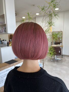 エミュー 笠間店(emu) ピンク×ミニボブ