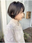 NUDE黒髪風前下がりボブ前髪ありショート大人ショートボブ