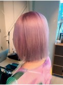 [ピンクベージュ×ボブ]#ダブルカラー#ブリーチ#韓国#髪質改善