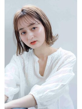 ムウ 難波(MOU) ボブクールショート前髪イメチェンピンクベージュ30代40代50代