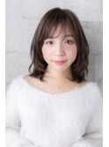 大人かわいい☆小顔ひし形ロブ×レイヤー×フォギーベージュ f