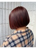 チェリーレッド×ミニボブ