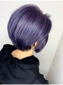 パープルカラー_マロンベージュ Aラインボブ かきあげ