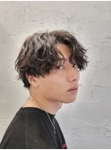 ツイストスパイラルパーマツーブロックマッシュショートレイヤー