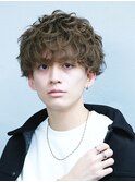 クロスバングマッシュ×ブラウンベージュ