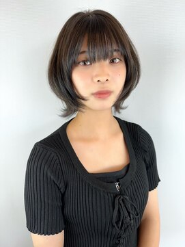 ヘアデザイン アンジェロカフェ(Hair Design Angelo cafe) ネオウルフショート×イヤリングカラー【20代30代40代】