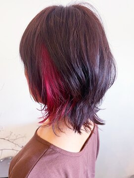 レポヘアー(Repos hair) 20代30代大人可愛いイヤリングカラーピンク耳掛けロブヘアー