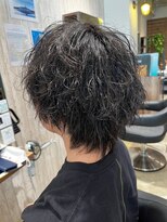 ヘアサロン フラット(hair salon flat)&nbsp;波まきパーマツイストスパイラルパーマ束感黒髪メンズ