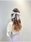 ハーフアップアレンジ ウェーブ巻き 卒業式 結婚式