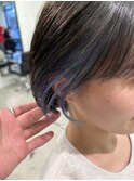 水色インナーカラー/ショートスタイル/インナーカラー