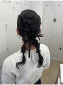 2段ポニーテール編み下ろしアレンジ
