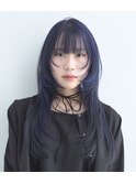 ロングレイヤー/大人上品ブルーブラック　20代30代40代大人可愛