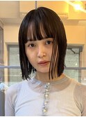 天神大名顔周りレイヤーカットミディアムボブタッセルボブパーマ