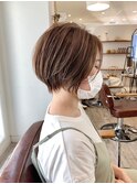 ◇ショートボブホワイトグレージュミニウルフチェリーブラウン