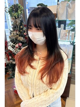 インナーカラーChoral RED×フェイスレイヤー