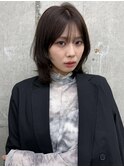 韓国風ハッシュカットレイヤーミディアムシースルーバングヘア