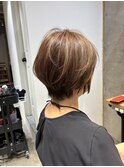 ◇大人40代50代60代ショートボブ丸みショート白髪ぼかし