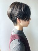 【morio 原宿】前髪なし　黒髪ショートボブ　マニッシュショート