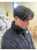 ハイライトカラー×マッシュショート爽やかツーブロック