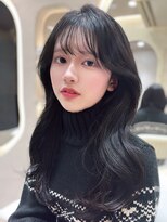 ◆髪質改善縮毛矯正レイヤーカット顔周り前髪韓国ミニウルフ
