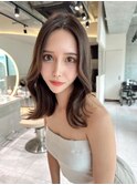 ミニウルフレイヤーカット顔周り前髪韓国ミディアムロング/博多