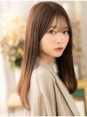 シースルーバングアースカラーエアストレートh4戸頭20代30代40代