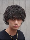 渋谷シャドウパーマメンズマッシュウルフカットルーズパーマ