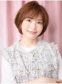 ナチュラルブラウンニュアンスパーマ丸みショートY上尾30代40代