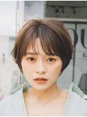 ショート　ショートボブ　ハンサムショート　前髪　暗めカラー