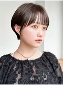 ショート前髪カットおくれ毛暗めカラー_F30797