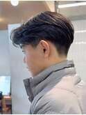 メンズセンターパート